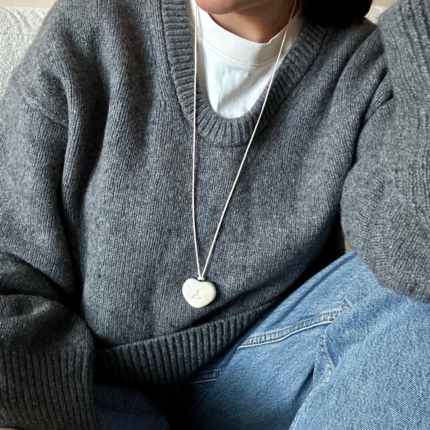 Ceramic Heart Pendant with Hanger