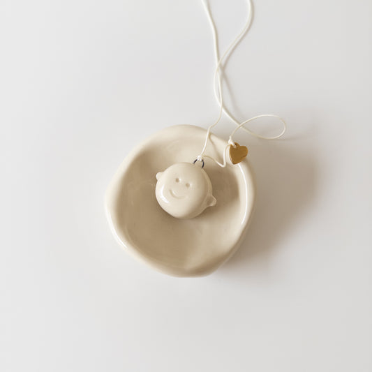 Double-sided ceramic pendant Smiley face + metal heart