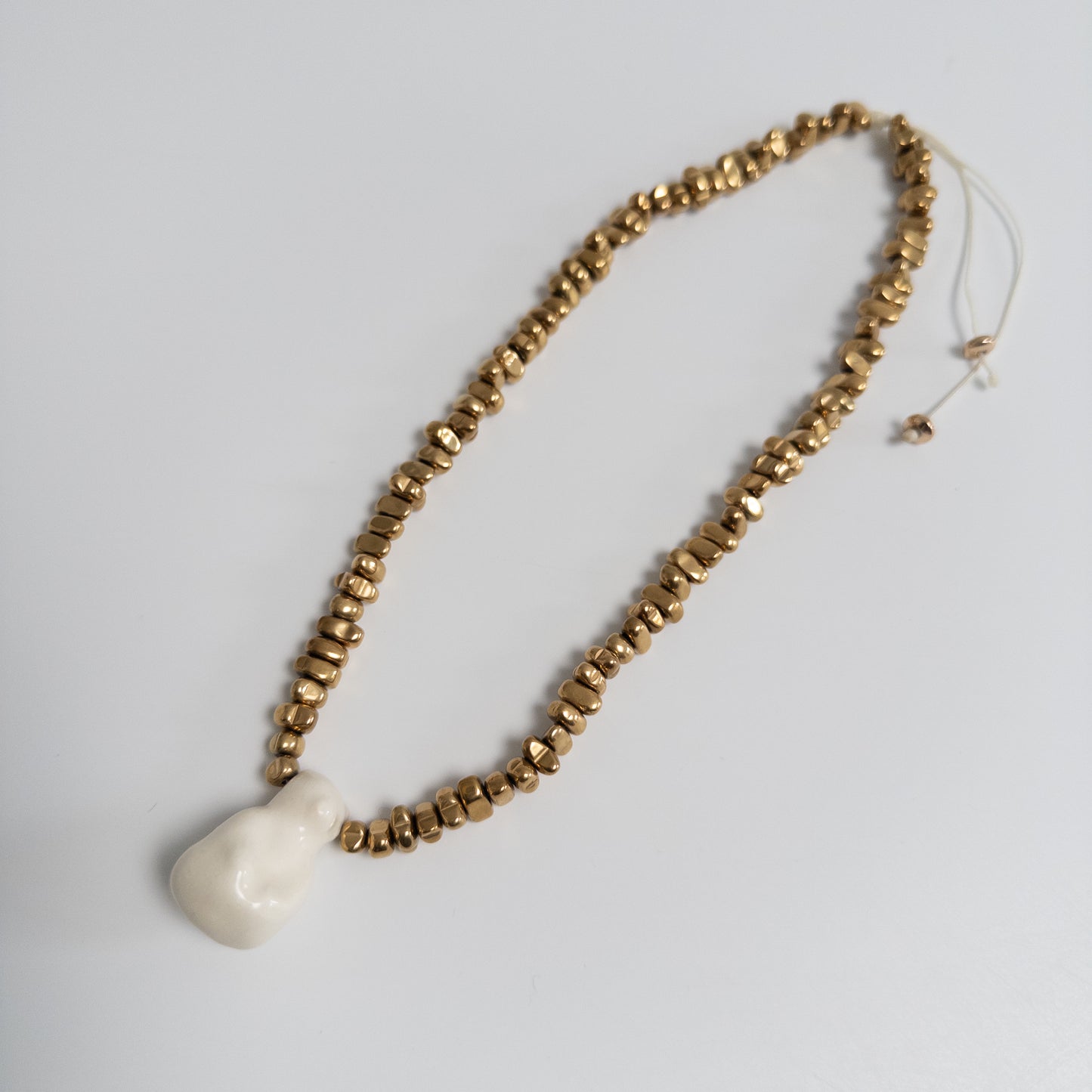 Намисто керамічний Ведмедик + натуральне каміння Гематит