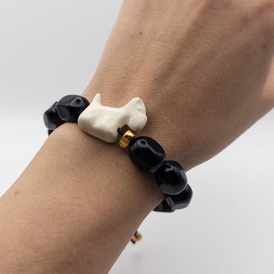 Handmade ceramic bracelet Vesti with natural stones