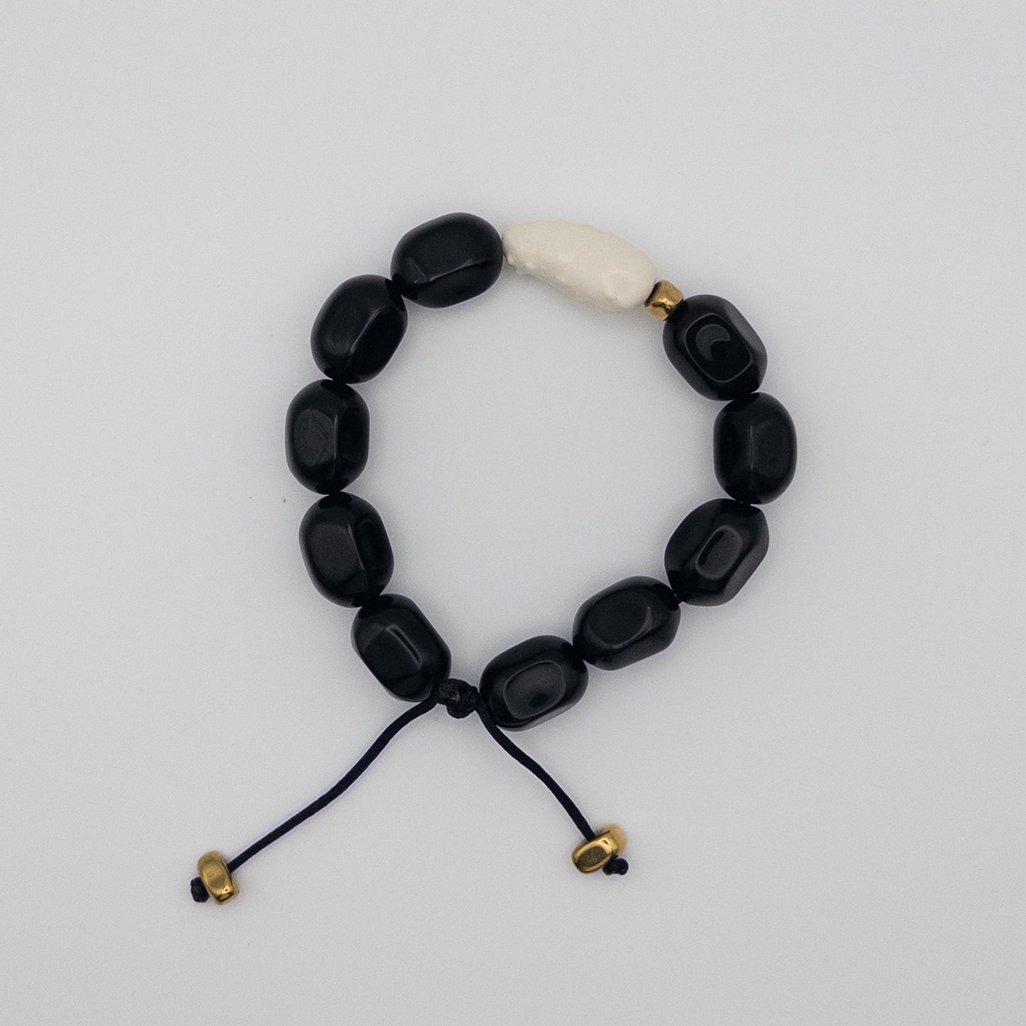 Handmade ceramic bracelet Cucumber with natural stones