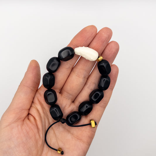 Handmade ceramic bracelet Cucumber with natural stones