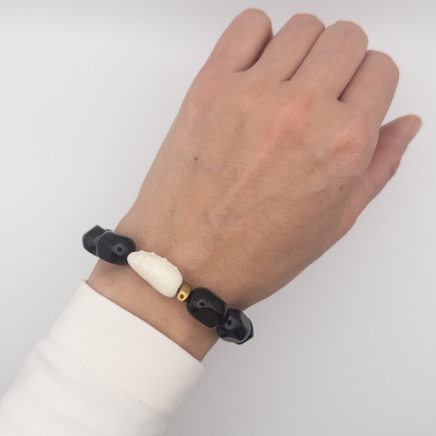 Handmade ceramic bracelet Cucumber with natural stones