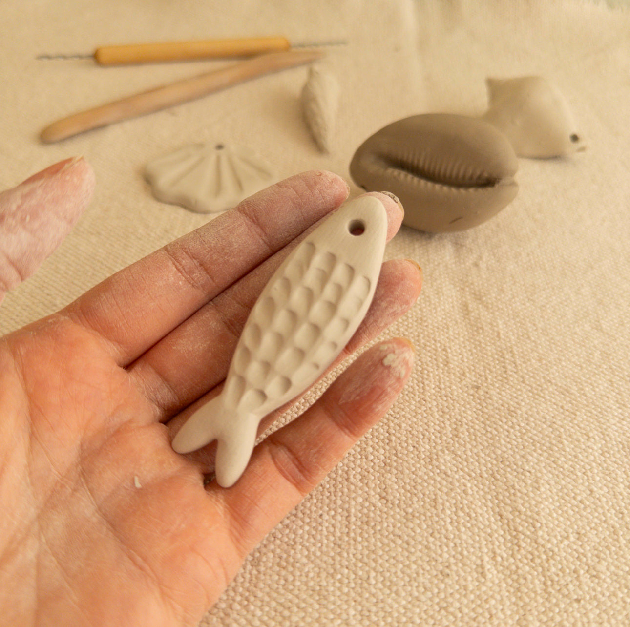 Ceramic pendant Sardine